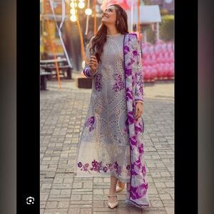Asifa nabeel 3 pieces luxury lawn embroidered suit